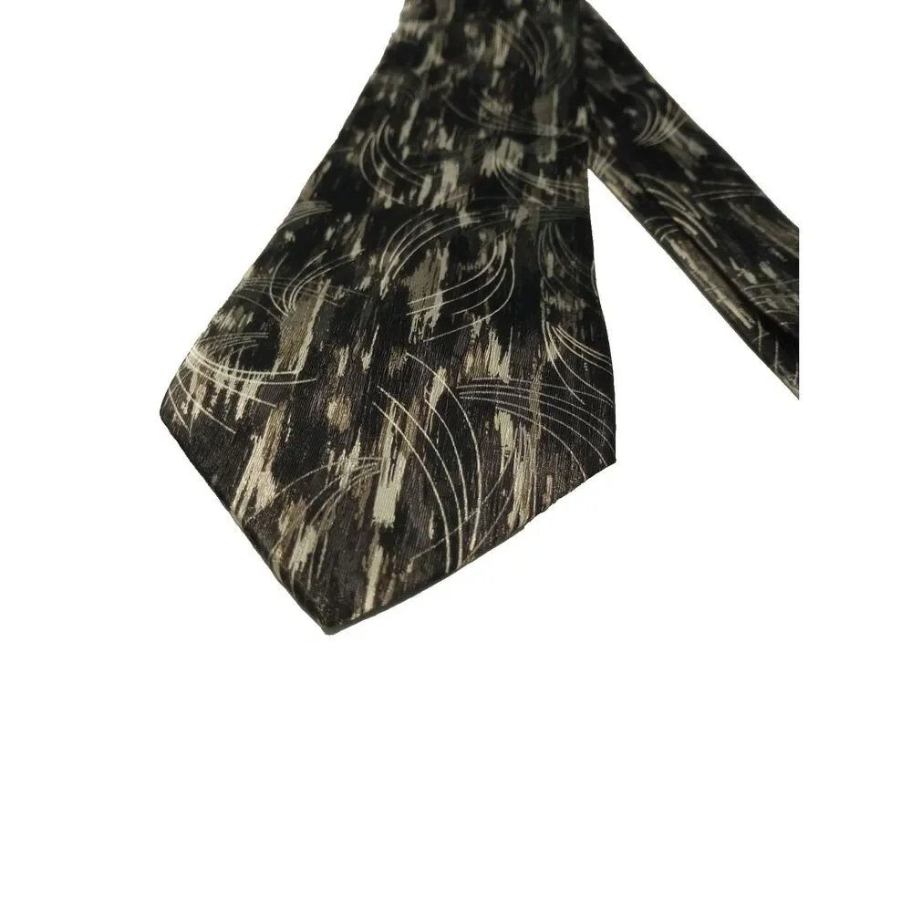 Don Loper Beverly Hills 100% Polyester Men's Neck Tie 59 inche Black Sliver Gray
